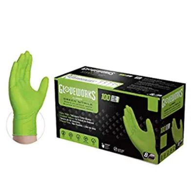 AMXGWGN46100 image(1) - Gloveworks HD Green Nitrile Diamond Grip Large