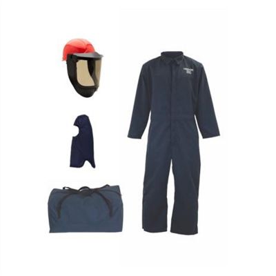 OBRTCG2P-CKE-EL-NB-S image(0) - OBERON Bag Kit - Arc Flash - 12 Cal TCG2P - EZ Lift PPE - Comes With Coveralls, Hard Cap, Face Shield, Balaclava & Storage Bucket - Color: Navy Blue - Size: Small