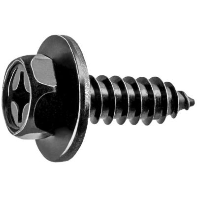 AVC20556 image(0) - AUVECO 20556 Phillips Hex Head Sems Tapping Screw, M6.3 x 1.81 mm Screw x 20 mm L, Black Zinc