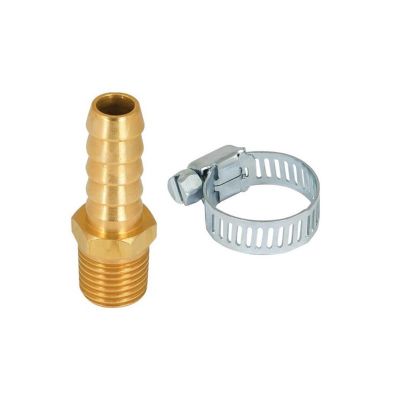 AES7347 image(0) - AES Industries 7347 Air Hose Repair Kit, 3/8 x 1/4 in, Hose Barb x MNPT, Brass