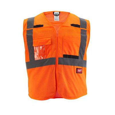 MLW48-73-5125 image(1) - Milwaukee Tool Class 2 Breakaway High Visibility Orange Mesh Safety Vest - S/M