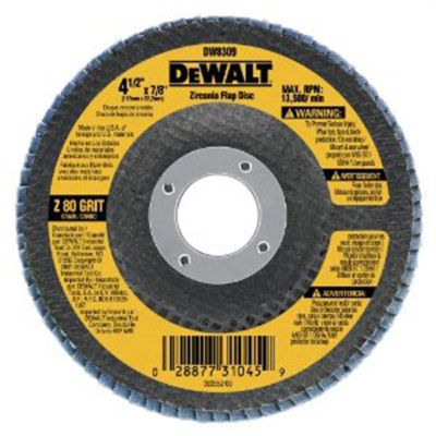 DWTDW8309 image(0) - DeWalt 4-1/2-in. (115mm) 80 Grit Zirconia Flap Disc