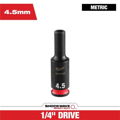 MLW49-66-6037 image(0) - Milwaukee Tool SHOCKWAVE&trade; Impact Duty 1/4" Drive 4.5MM Deep 6 Point Socket