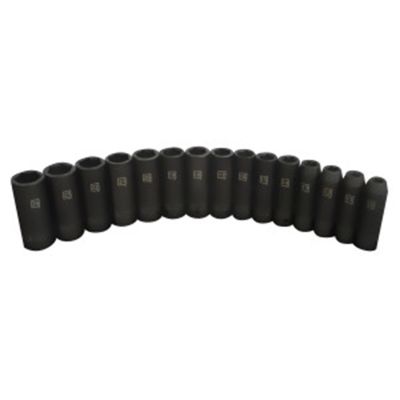 JSP78279 image(0) - J S Products (steelman) 15 pc. 1/2 in. Drive Deep 6pt Impact Metric socket set