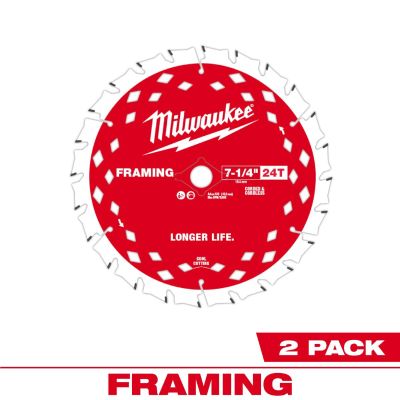 MLW48-40-0722 image(0) - Milwaukee Tool 7 1/4 inch 24T Framing Circular Saw Blade - 2PK