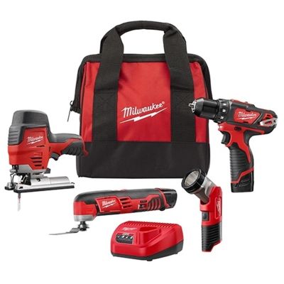 MLW2407-22C image(0) - Milwaukee Tool M12 Cordless LITHIUM-ION 4-Tool Combo Kit