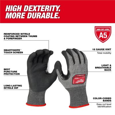 MLW48-73-7153 image(1) - Milwaukee Tool Cut Level 5 High-Dexterity Coated Nitrile Dipped Gloves - XL
