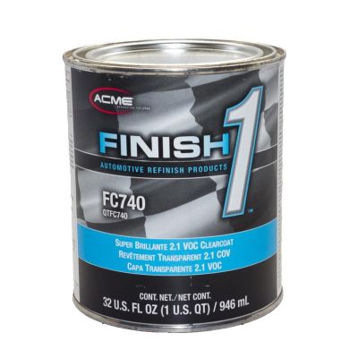 FNHFC740-4 image(0) - Finish 1 Automotive Refinish Products FC740-4 High Solid 2.1 VOC Super Brillante Clearcoat, 1 qt Can, Gloss, 4:1 Mixing
