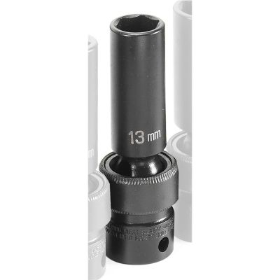 GRE1013UMD image(1) - Grey Pneumatic 3/8" Drive x 13mm Deep Universal Socket 6 Point - Black