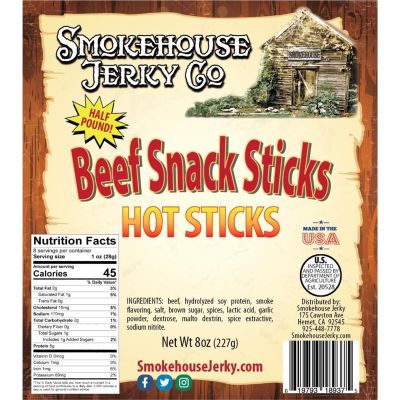 THS189375 image(0) - Tender Heifer Snack Co. Hot Beef Sticks - 8 Ounce