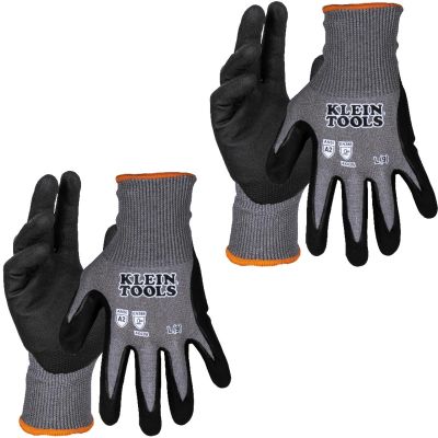 KLE60583 image(0) - Klein Tools Knit Dipped Gloves, Cut Level A2, Touchscreen, Small, 2-Pair