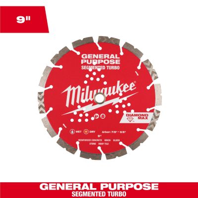MLW49-93-9009 image(0) - Milwaukee Tool 9 inch DIAMOND MAX Segmented Turbo General PurposeDiamond Blade