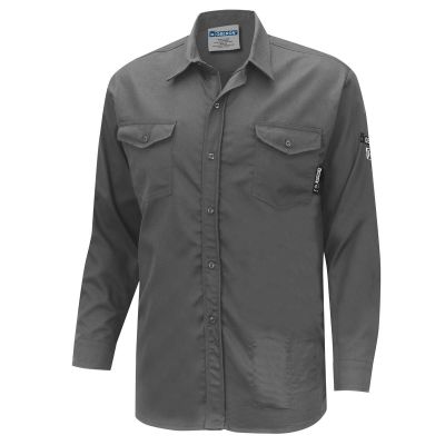 OBRZFI504-L image(0) - OBERON Button Up Shirt - FR/Arc-Rated 7.5 oz  88/12 - Grey - Size: L