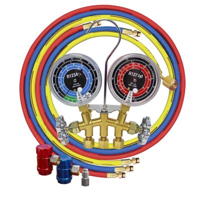 MSC81661 image(1) - Mastercool R1234YF Brass Gauge set with 60" hoses and manual