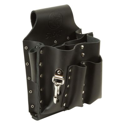 KLE5166 image(0) - Klein Tools Tool Pouch Leather 7-Pockets Tape Thong Tunnel Loop