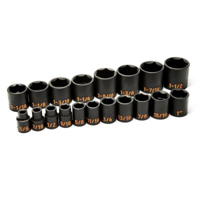 KDT84932H image(0) - GEARWRENCH 19 Piece 1/2" Drive 6 Point SAE Hi-Viz Impact Socket Set