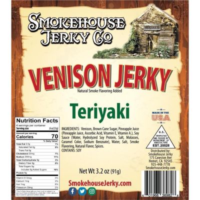 THS369828 image(0) - Tender Heifer Snack Co. Venison Teriyaki Exotic Jerky - 3.2 Ounce
