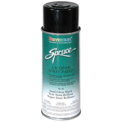 SEY98-38 image(0) - Seymour Spruce 98-38 Fast Drying Lacquer Spray Paint, 16 fl-oz Aerosol Can, Black, 15 sq-ft Coverage