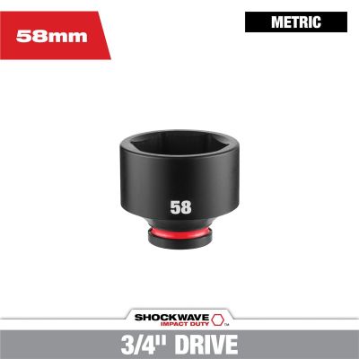 MLW49-66-6391 image(0) - Milwaukee Tool SHOCKWAVE&trade; Impact Duty 3/4" Drive 58MM Standard 6 Point Socket