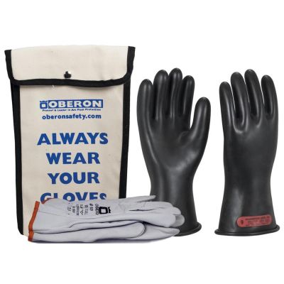 OBRGLVKT-BRC0-1109 image(0) - Oberon Glove Kit - Rubber Electrical - Class 0 - Length: 11" -  Rolled Cuff - Size: Large - 9
