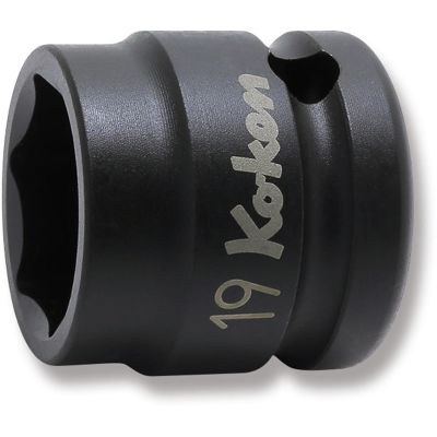 KKN14401MS-19 image(0) - Ko-ken USA 14401MS-19 1/2 Sq. Dr. Socket 19mm 6 point Length 28mm Thin walled