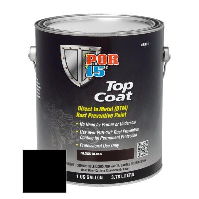 POI45801 image(0) - POR-15 INC 45801 Top Coat DTM Paint, 1 gal Can, Gloss Black, Liquid, 30 to 60 min Curing