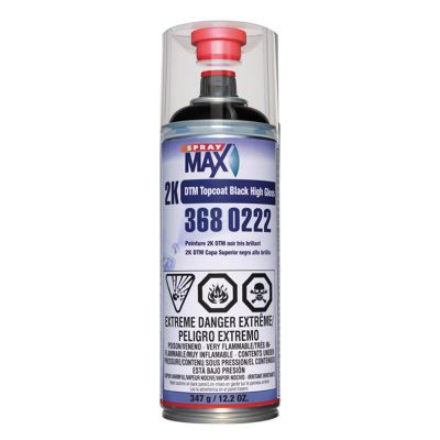 SMX3680222 image(0) - SprayMax 3680222 2K DTM Topcoat, 12.24 oz Aerosol Can, High Gloss Black, Liquid