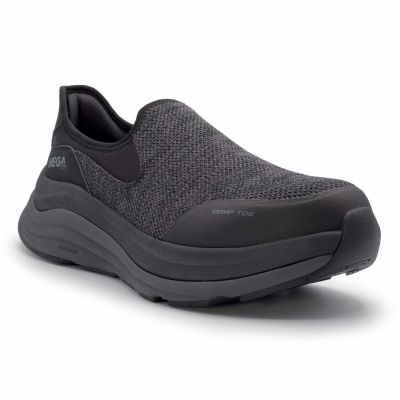 MCFMC115-14EE image(0) - Mega Comfort ERGO Delta Slip-On CT - Men's Low Top Shoes - CT|EH|SF|SR - Black / Forged Iron - Size: 14 - 2E - (Extra Wide)