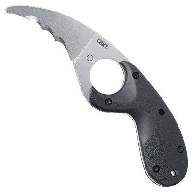 CRK2511 image(0) - CRKT (Columbia River Knife) Bear Claw AUS 8 Stonewash Veff Serrationswith  Blade Fixed Blade Knife with Sheath Glass-Reinforced Nylon Handle - Black