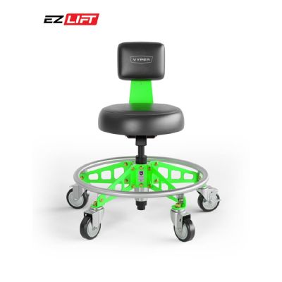 VYPRSM-B-EXG-EZ image(0) - Vyper Industrial 400 lb Capacity Limited Edition Robust Steel Max Ez-Lift Shop Chair - Black/Extreme Green