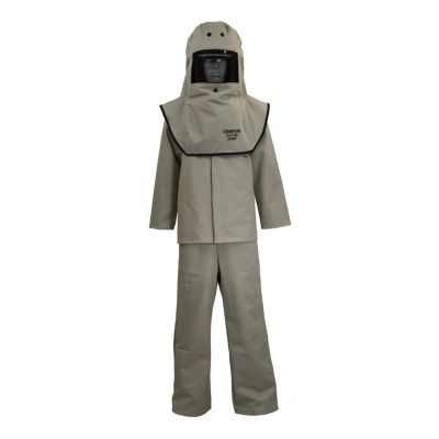 OBRFRTC4B-L image(0) - OBERON Suit Kit - Arc Flash - 40 Cal CAT  - Comes with Hood, Coat and Bib Coveralls - Color: Khaki - Size: Large
