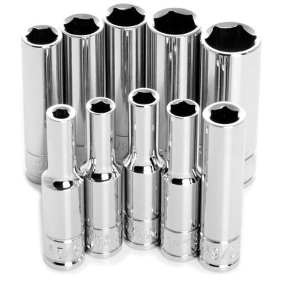 WLMW36300 image(1) - Wilmar Corp. / Performance Tool 10 Piece 1/4" Drive 6pt SAE Deep Socket Set