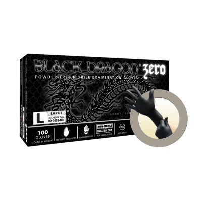 MFXBD1001NPF-S image(1) - Microflex BLACK DRAGON ZERO PF NITRILE EXAM GLOVES SMALL