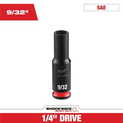 MLW49-66-6014 image(0) - Milwaukee Tool SHOCKWAVE&trade; Impact Duty 1/4" Drive 9/32" Deep 6 Point Socket