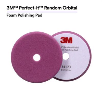 MMM34123 image(0) - 3M Perfect-It&trade; Random Orbital Foam Polishing Pad 34123, 5 Inch (130 mm), Purple, 2 Pads/Bag