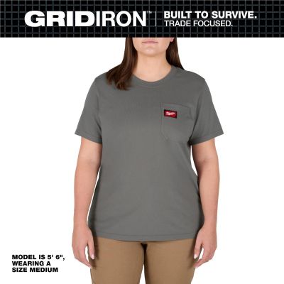 MLWF451G-XL image(0) - Milwaukee Tool Women's GRIDIRON Pocket T-Shirt - Short Sleeve -  Gray -  XL