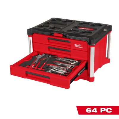 MLW48-22-9493 image(0) - Milwaukee Tool 242 Piece 1/4 Inch, 3/8 Inch, and 1/2 Inch Drive Metric and SAE Ratchet and Socket Set with PACKOUT 4 Drawer Tool Box