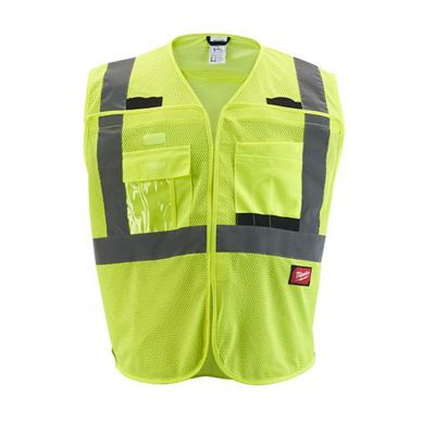 MLW48-73-5122 image(1) - Milwaukee Tool Class 2 Breakaway High Visibility Yellow Mesh Safety Vest - L/XL