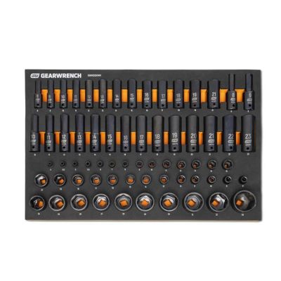 KDTGWMSISKMM image(0) - GearWrench 66 Piece 1/4", 3/8", 1/2" Drive 6 Point Metric Impact Socket Set in Foam Storage Tray