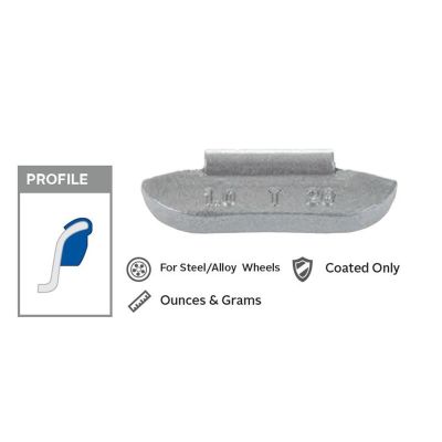 PWWT100N image(1) - Wegmann Automotive 1 oz Lead Coated Clip-on TN Gray Series Wheel Weight (Box of 25)