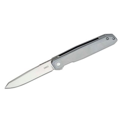 CRKK230XXP image(0) - CRKT (Columbia River Knife) Facet D2 Satin Plain Blade Assisted Folding Knife with Frame Lock Stainless Steel Handle - Silver