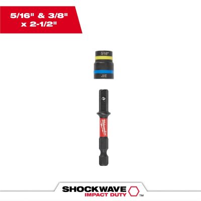 MLW49-66-4543 image(0) - Milwaukee Tool SHOCKWAVE Impact Duty 5/16” and 3/8” x 2-1/2” QUIK-CLEAR 2-in-1 Magnetic Nut Driver