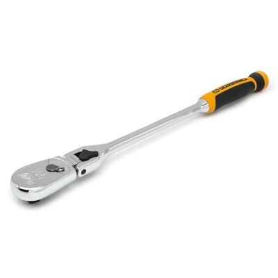 KDT81371T image(0) - GearWrench 1/2 Inch Drive 90-Tooth Dual Material Locking Flex Head Teardrop Ratchet 17 Inch
