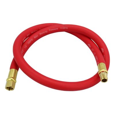 MIL2760-3LH image(0) - Milton 2760-3LH Air Leader Hose, 3/8-inch x 3 ft. Rubber Hose - 1/4-inch NPT Brass Ends - 300 Max PSI