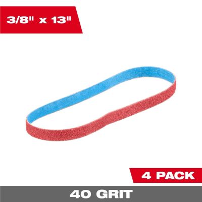 MLW48-80-7040 image(0) - Milwaukee Tool 3/8 Inch x 13 Inch 40 Grit Bandfile Belts &hyphen; 4 pack