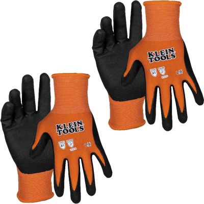 KLE60579 image(0) - Klein Tools Knit Dipped Gloves, Cut Level A1, Touchscreen, Small, 2-Pair