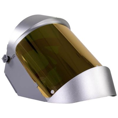 OBR2156R500 image(0) - OBERON Face Shield with Ratcheting Headgear - Heat Reflective - Window: Dark Green Gold  - With Lower Crown and Shield Extender