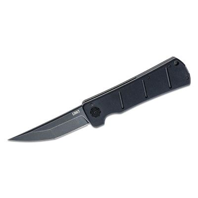 CRK2908 image(0) - CRKT (Columbia River Knife) Inazuma No Ken D2 Stonewash Plain Blade Folding Knife with Deadbolt Lock G10 Handle - Black