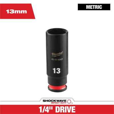MLW49-66-6047 image(0) - Milwaukee Tool SHOCKWAVE&trade; Impact Duty 1/4" Drive 13MM Deep 6 Point Socket