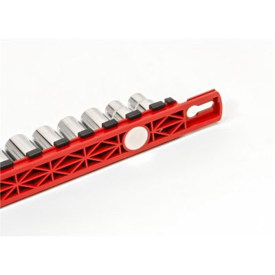 ERN8412M image(1) - Ernst Mfg. 8” Magnetic Socket Organizer with 7 Socket Clips - Red - 1/2”